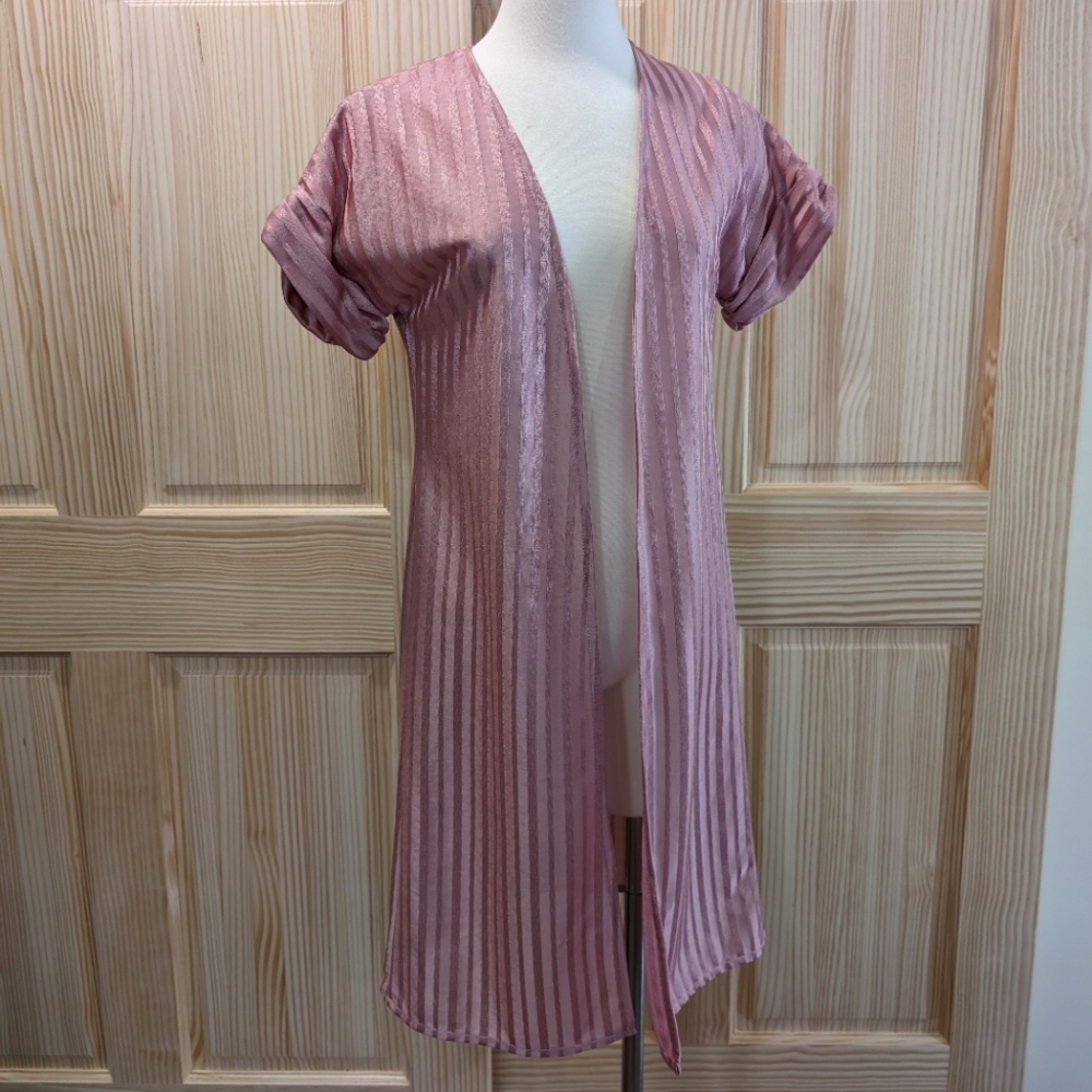 Vintage 70s Oops California rose pink metallic striped duster